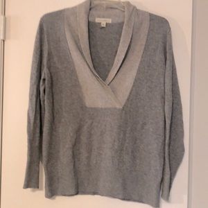 Well, cashmere blend two-tone gray, long sleeve shot collar sweater